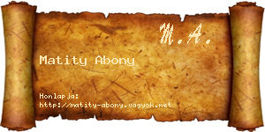 Matity Abony névjegykártya